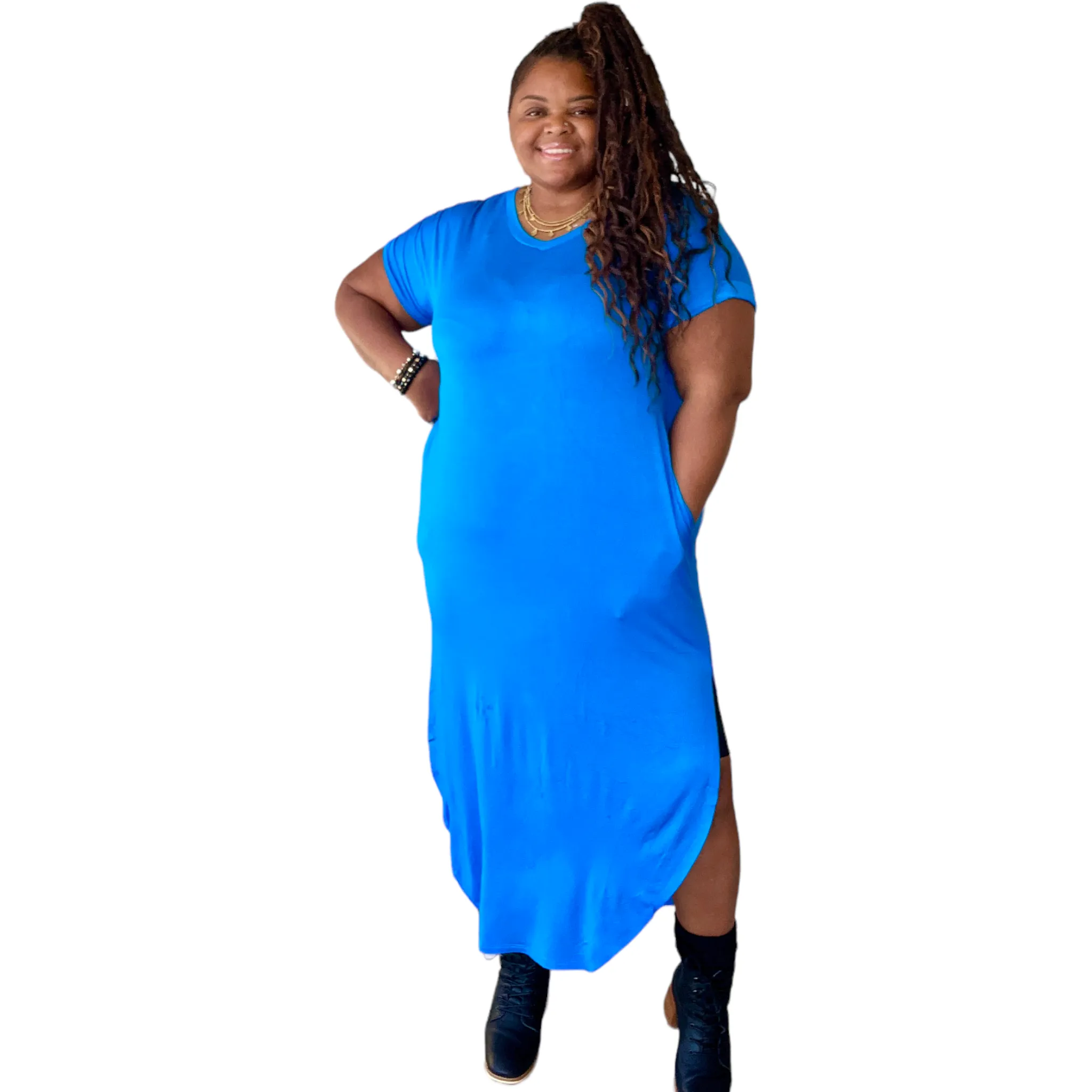 Women's Plus Size Basic Maxi Dress With Pockets