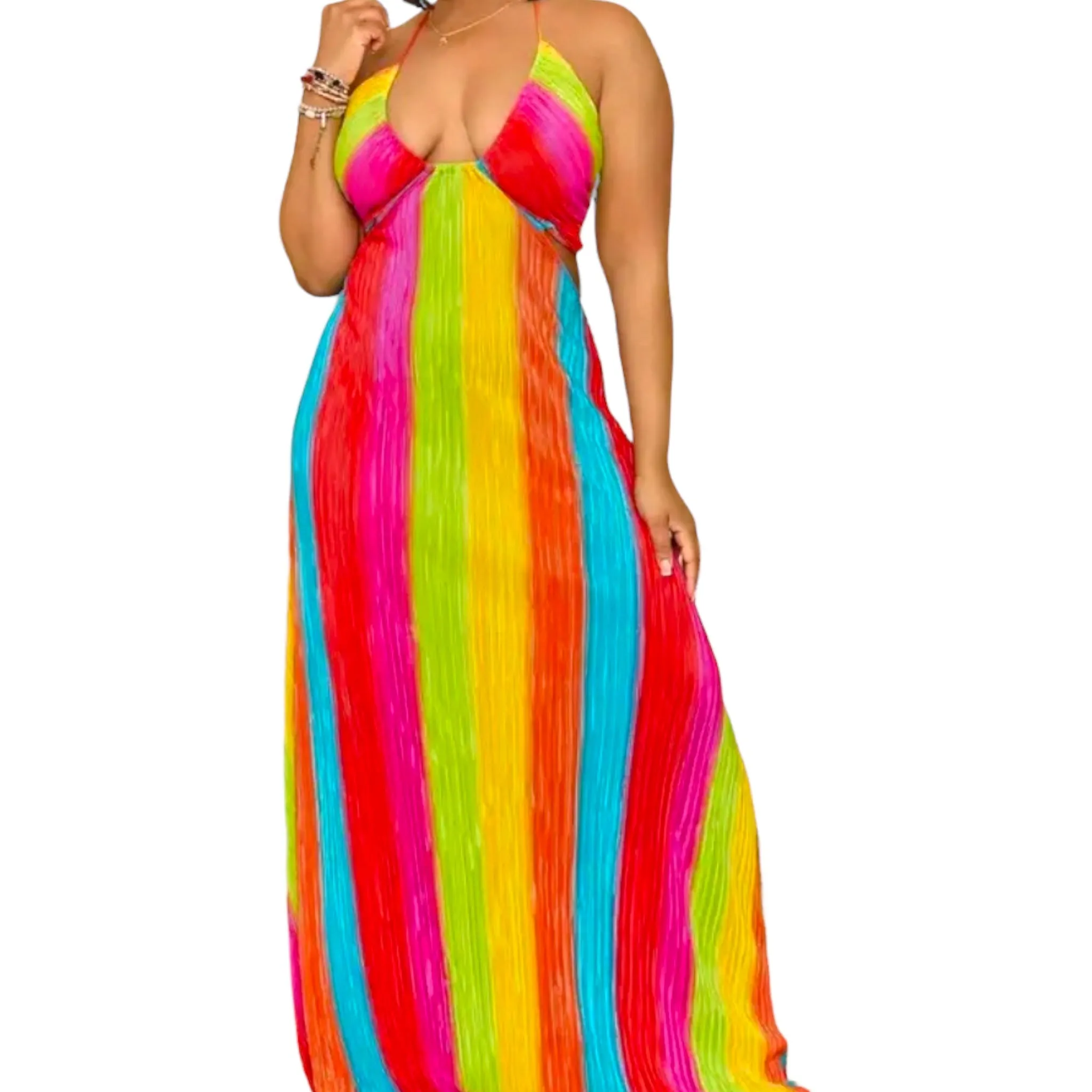 Women's Plus Size Elegant Halter Maxi Dress