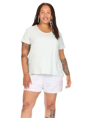 Women's Plus Size "FEARLESS" Short Sleeve Side Slit Tee and Shorts Pajama Set