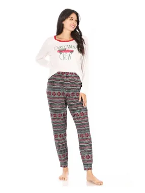 Women's "CHRISTMAS CREW" Long Sleeve Top and Jogger Pajama Set